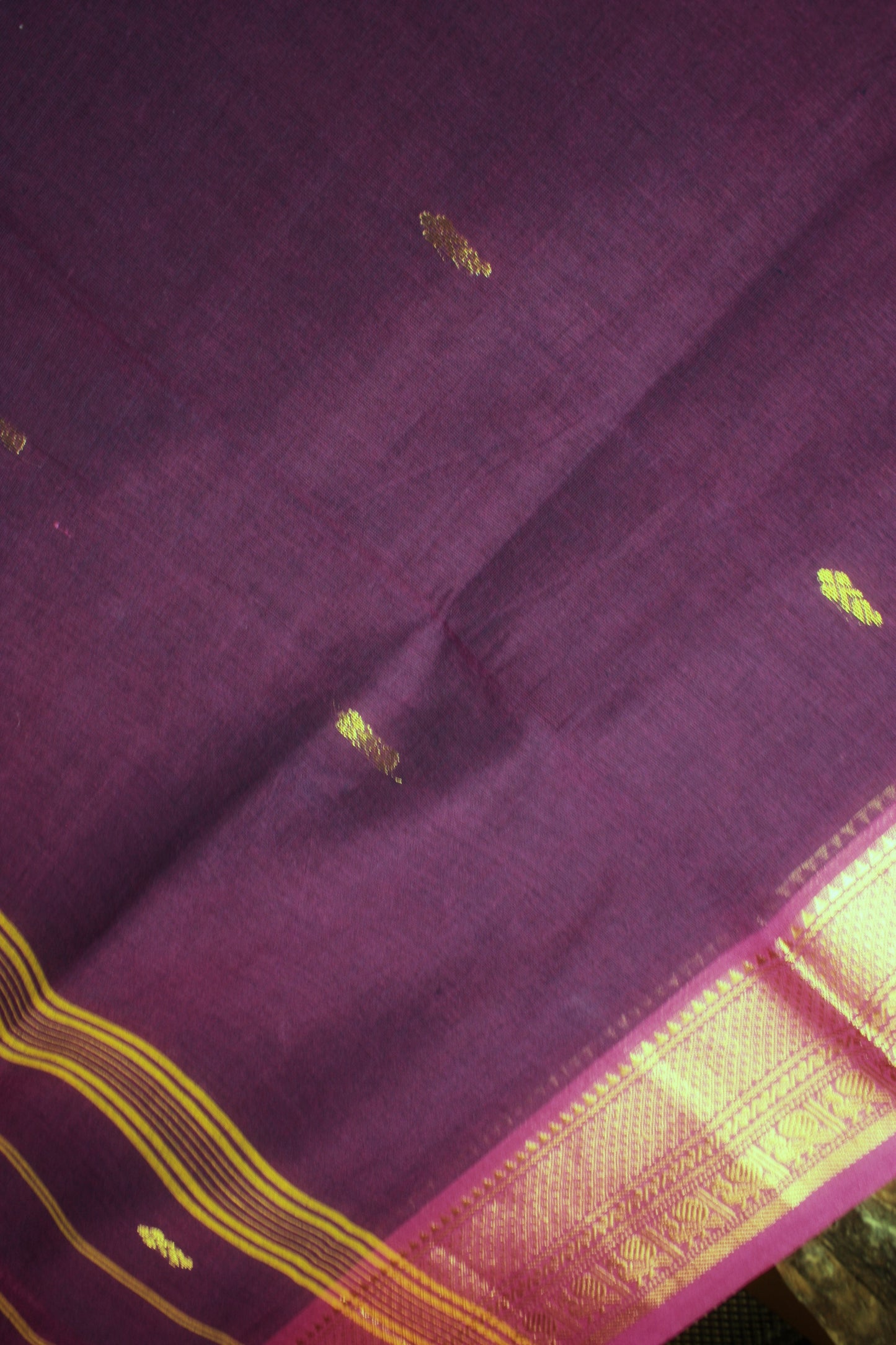 Chettinad Handloom Saree - Purple w/ Pink