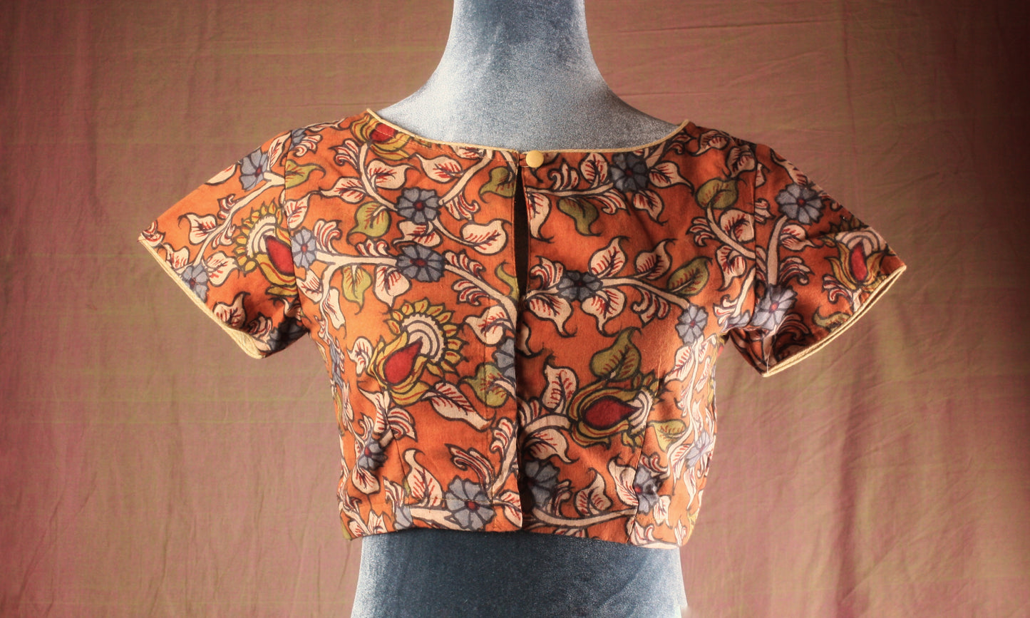 Hand painted Kalamkari Blouse - short sleeves