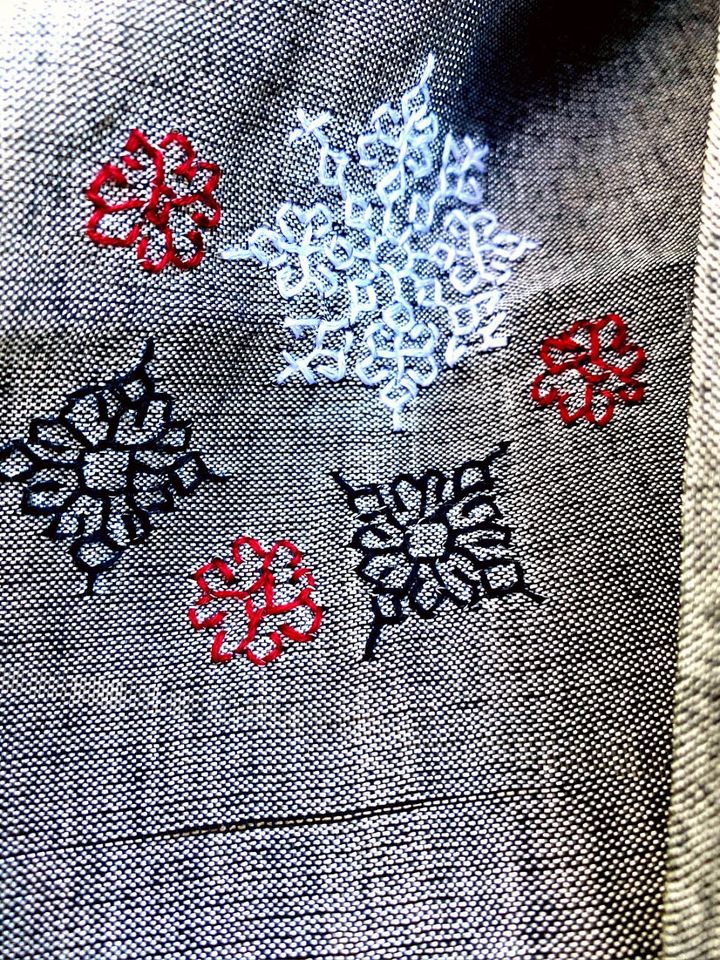 Hand Embroidered Snowflake Scarf