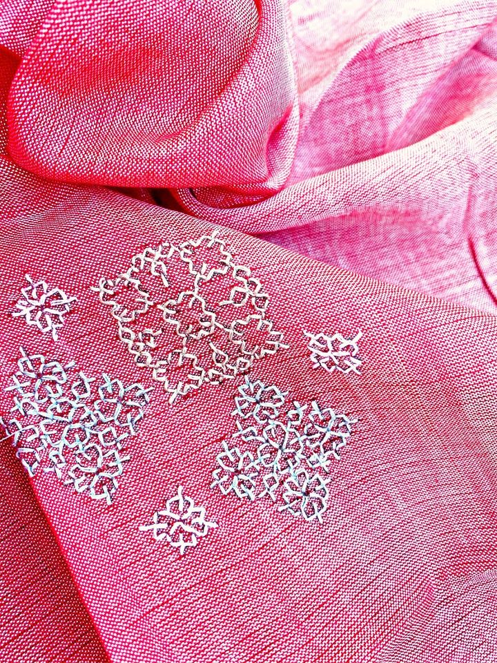 Hand Embroidered Snowflake Scarf