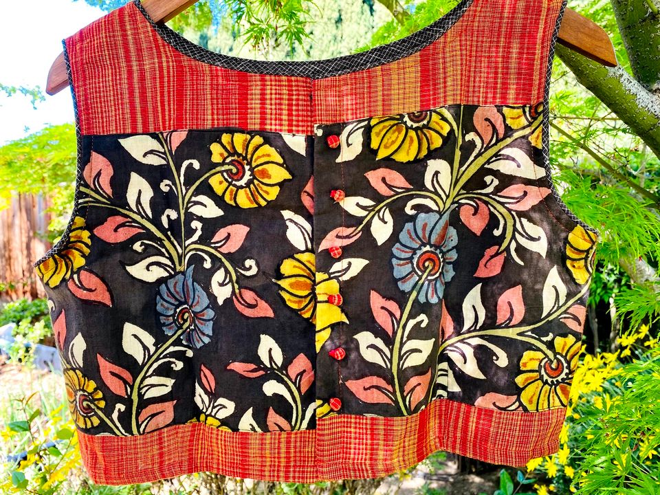 Hand painted Kalamkari Blouse - Sleeveless