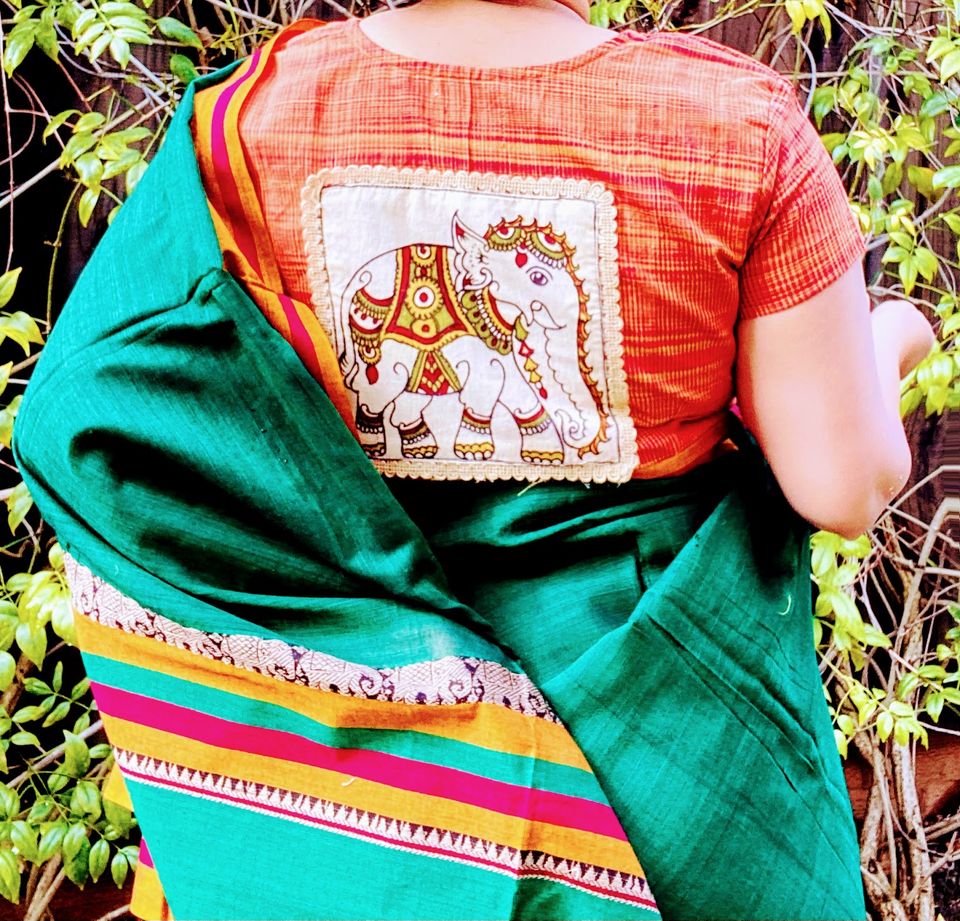 Kalamkari Patch Blouse - short sleeves