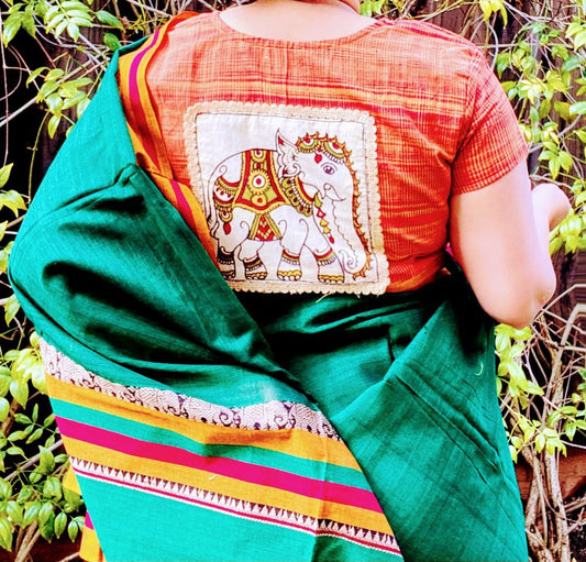 Kalamkari Patch Blouse - short sleeves