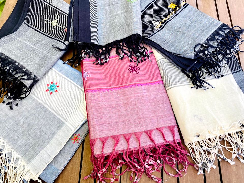 Khadi Hand embroidered Stole