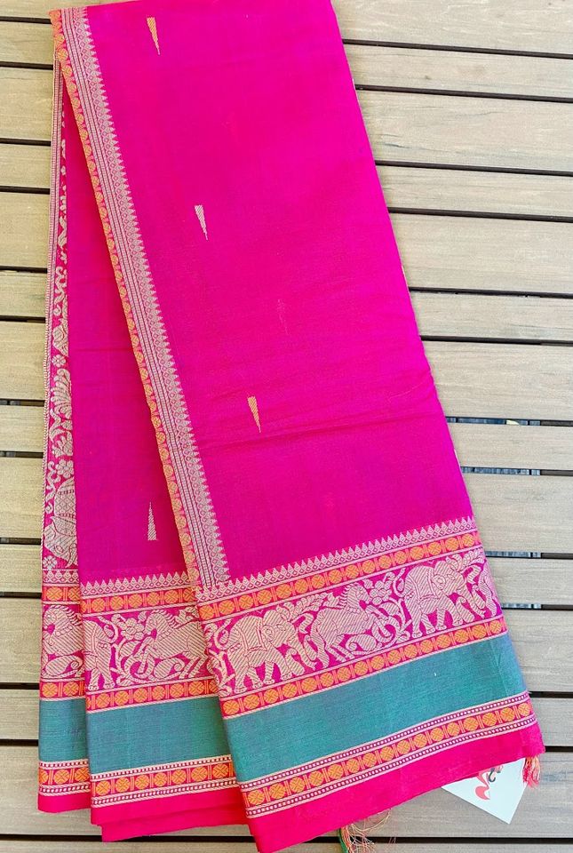 Kanjivaram Cotton Saree - Pink