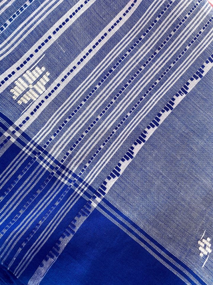 Assam Kamrup Handloom Saree - Blue w/ Blue