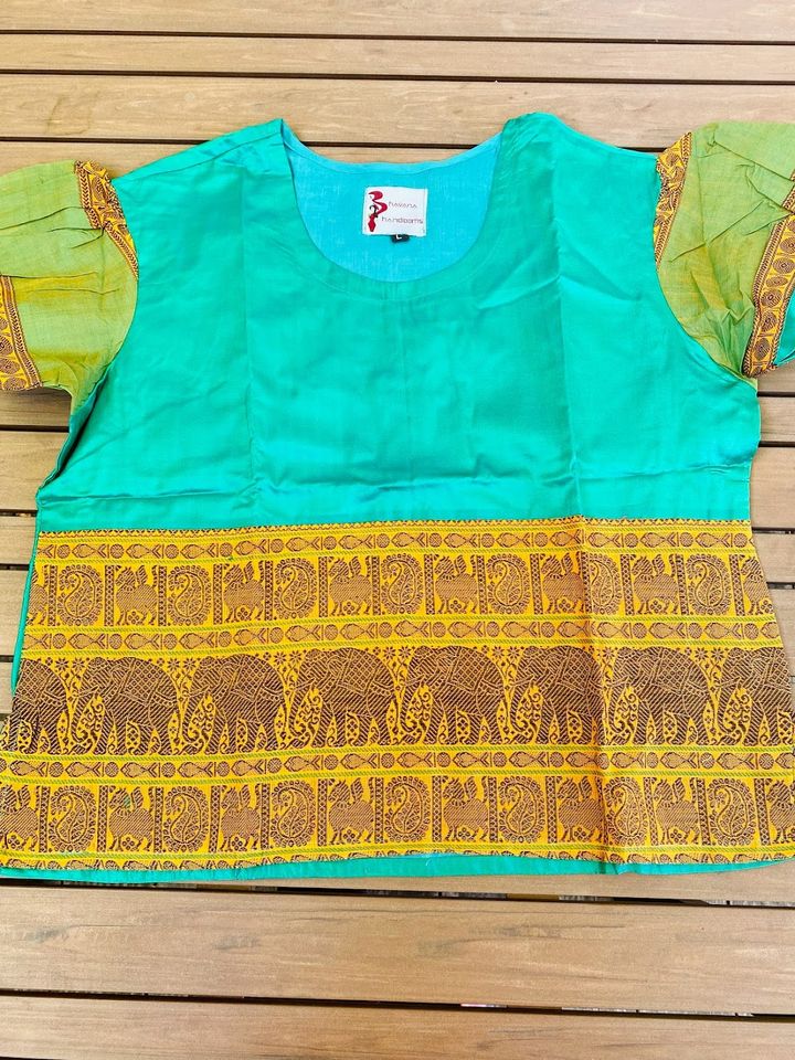 Kanjivaram Crop Top - Puff sleeves