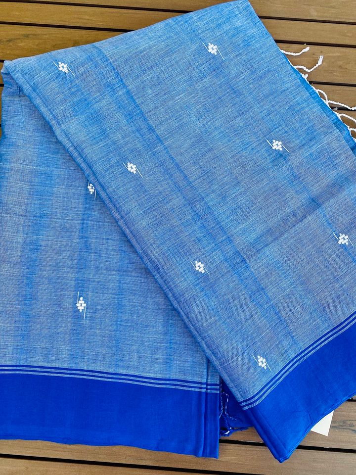 Assam Kamrup Handloom Saree - Blue w/ Blue