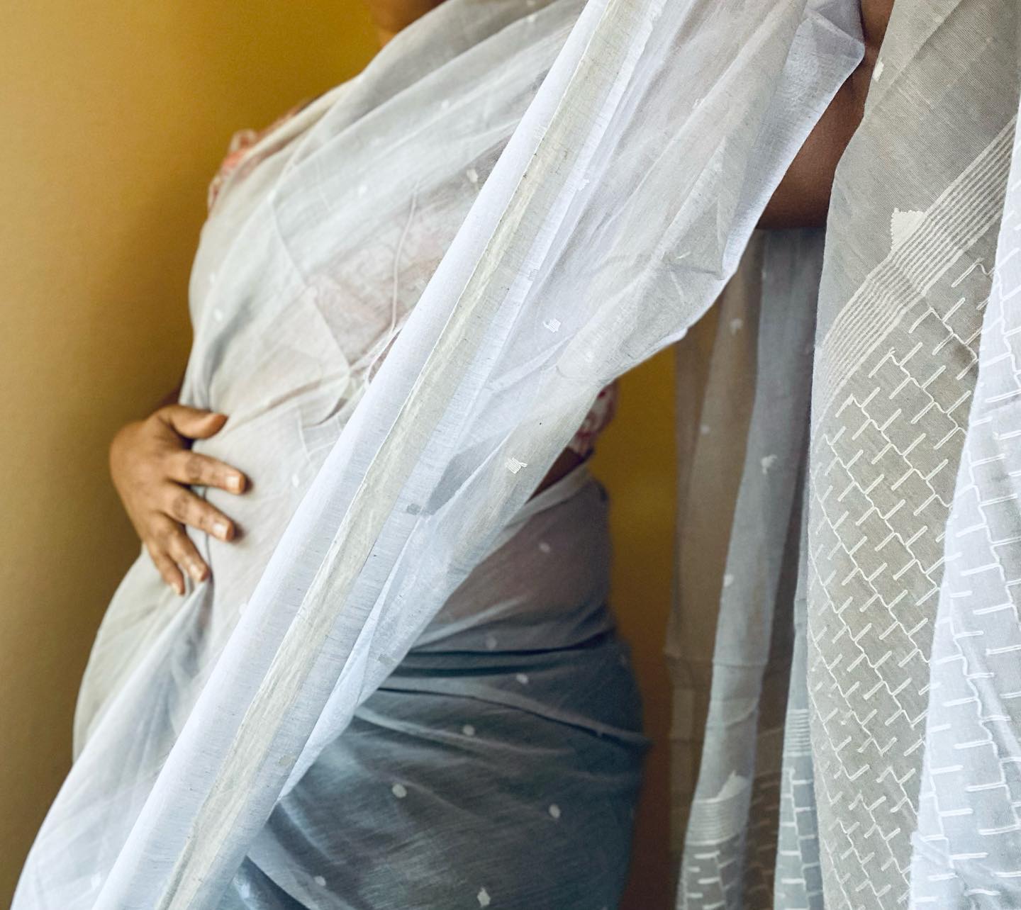 Muslin Jamdani Handloom Saree - Cloudy Gray