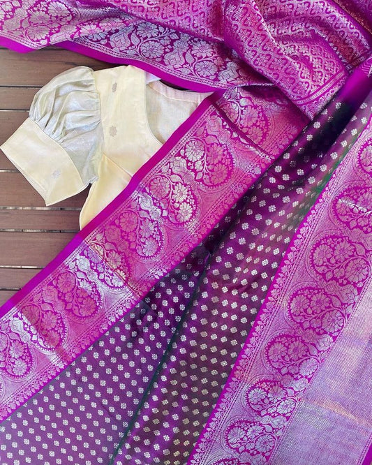 Venkatagiri Silk Saree - Burgundy w/ Majenta