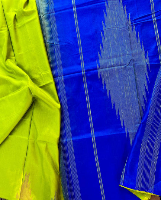 Venkatagiri Silk Saree - Light Green w/ Royal blue