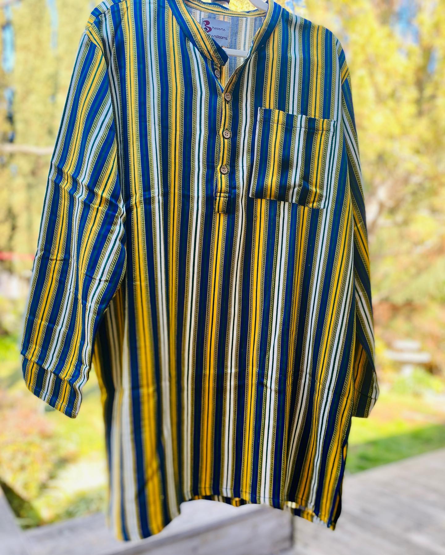 Men's Mashru Kurta - Yellow stripes