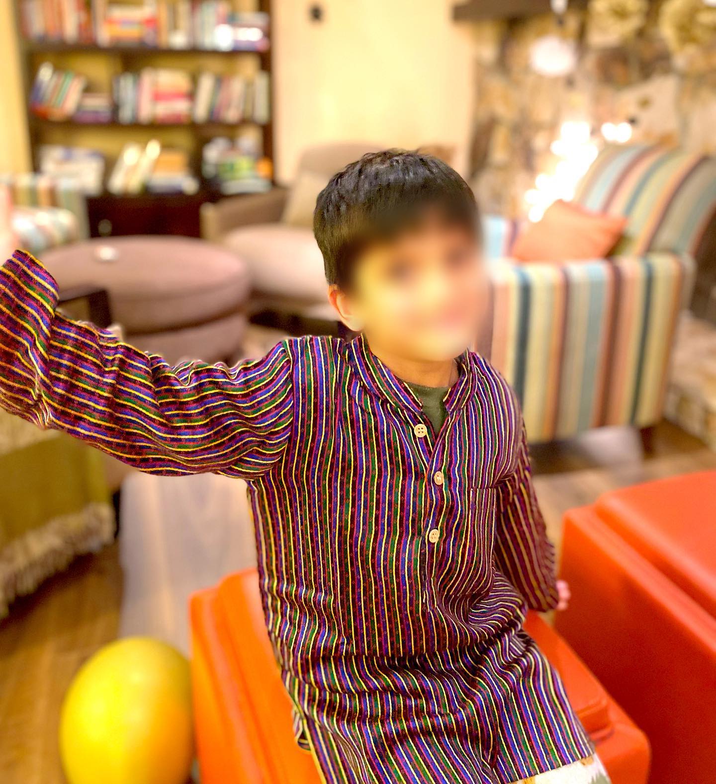 Boys Mashru Kurta -Multi-color Stripes