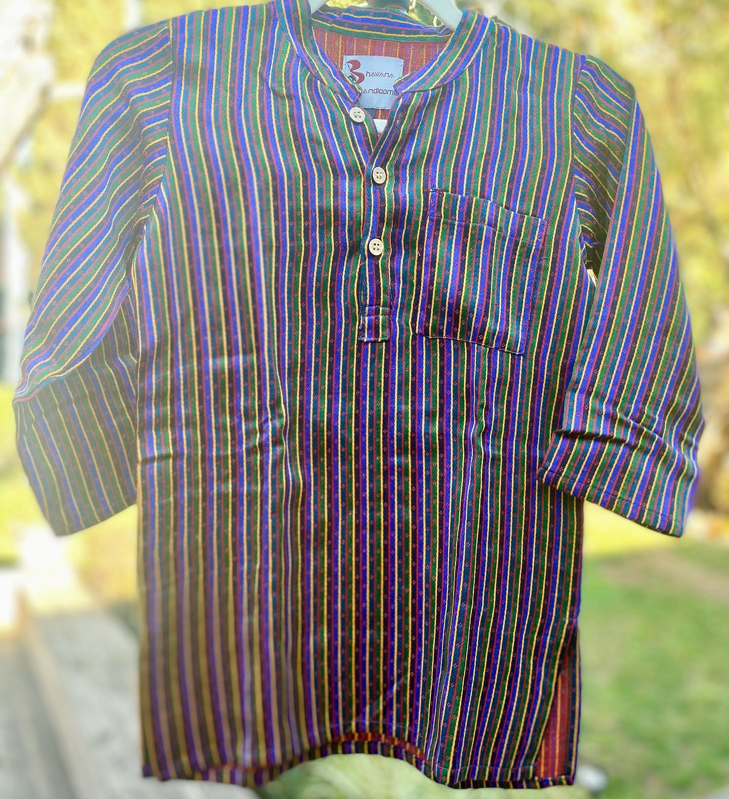 Boys Mashru Kurta -Multi-color Stripes