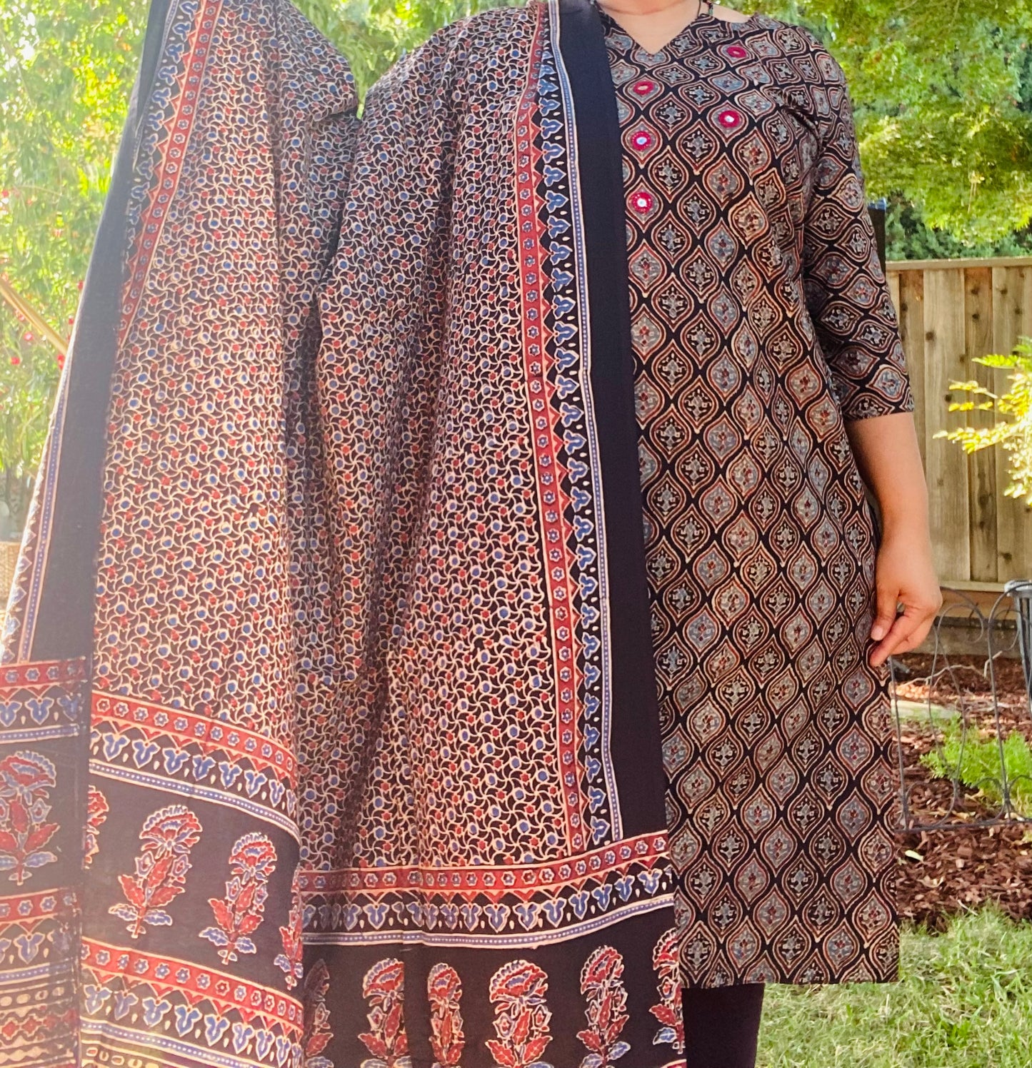 Ajrakh Hand block print dupatta