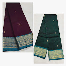 Chettinad Handloom Saree - Burgundy w/ Blue