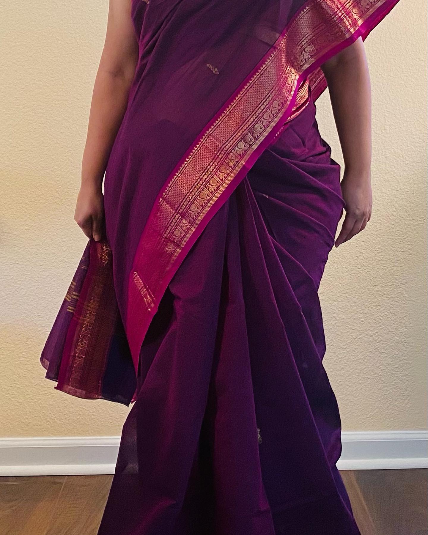 Chettinad Handloom Saree - Purple w/ Pink