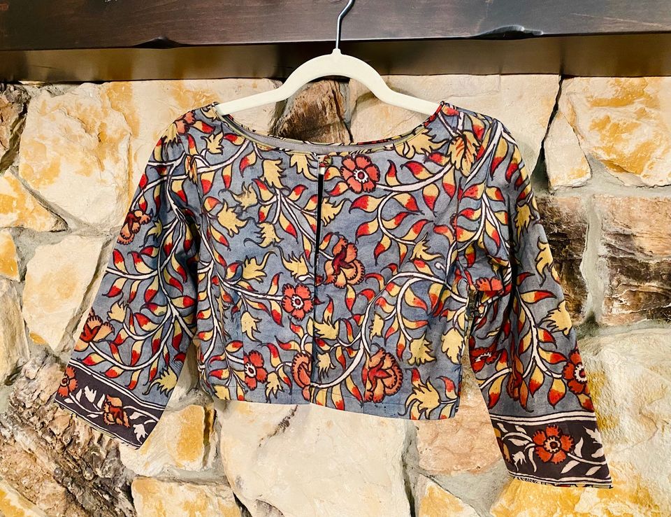 Hand painted Kalamkari Blouse - 3/4th sleeves