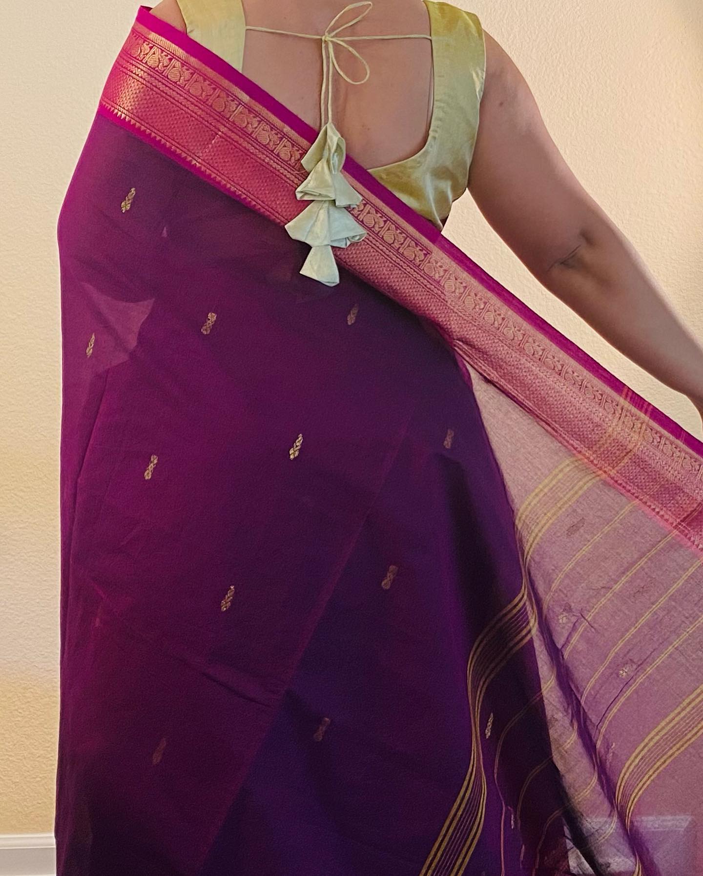 Chettinad Handloom Saree - Purple w/ Pink