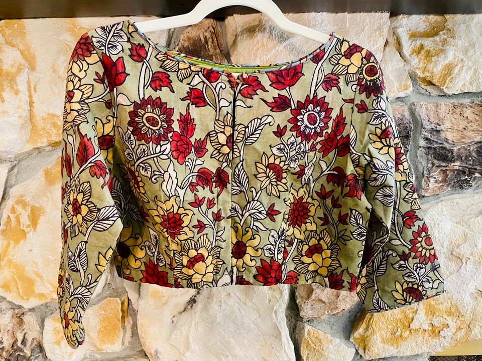 Hand painted Kalamkari Blouse - 3/4th sleeves