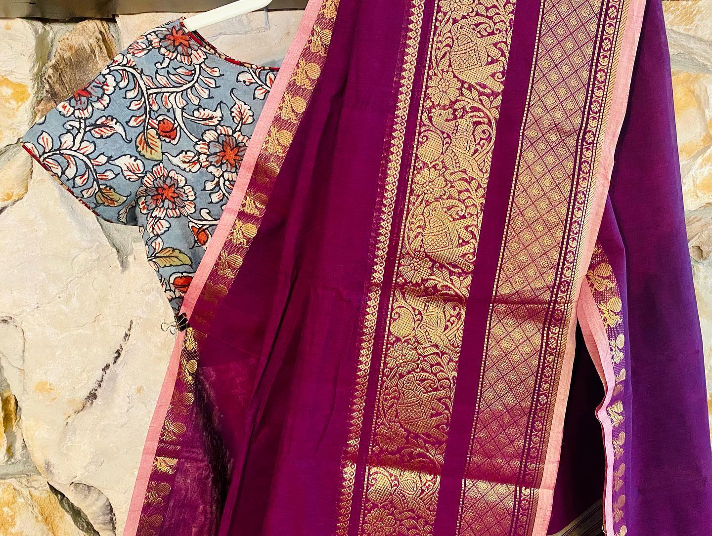 Chettinad Handloom Saree - Purple w/ Zari