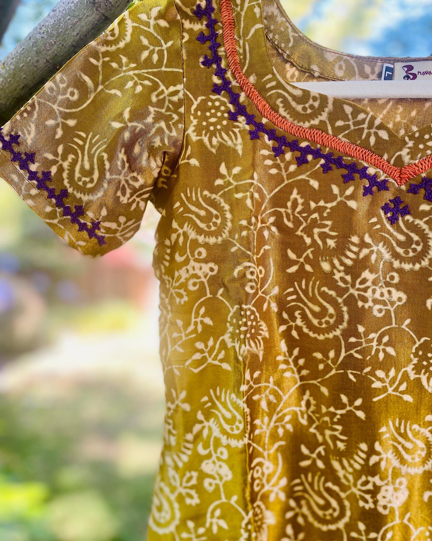 Girls Mashru Kurta with Hand embroidery