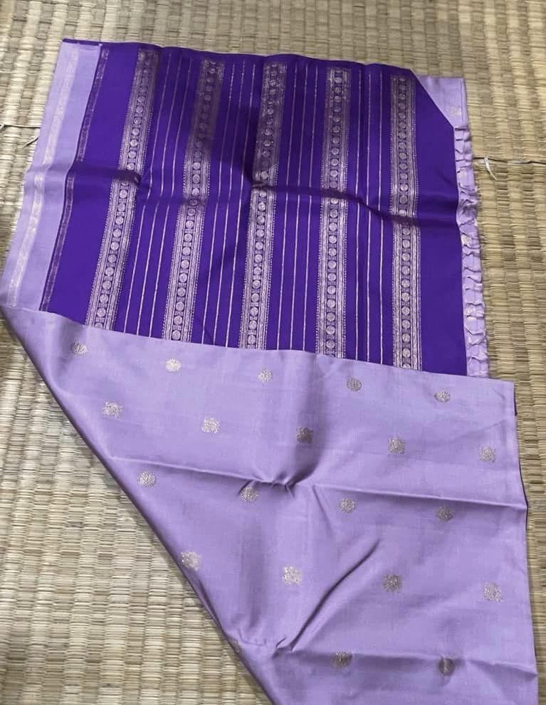 Kanjivaram Pure Silk Zari Saree - Lavender w/ Purple