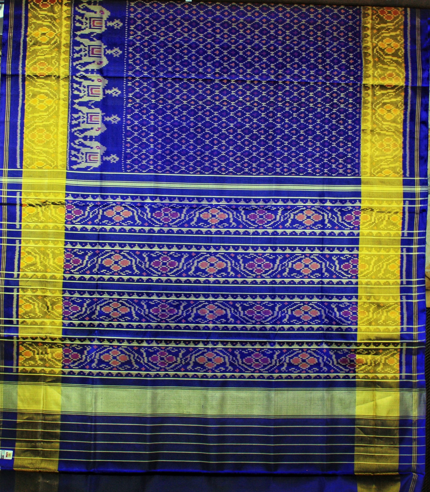 Rajkot Patola Ikat Pure Silk Saree - Royal Blue