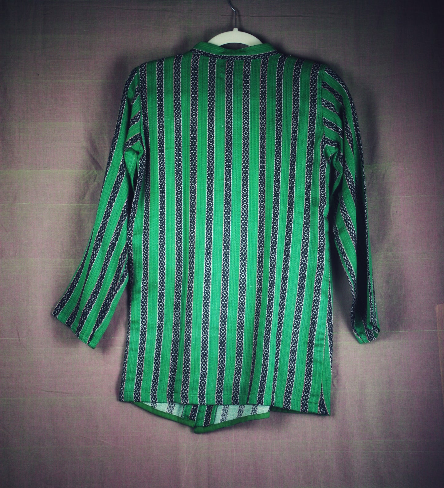 Boys Mashru Kurta - Green Stripes