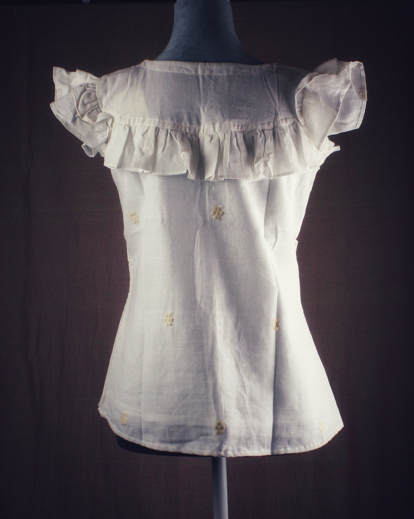 White Handloom ruffle top