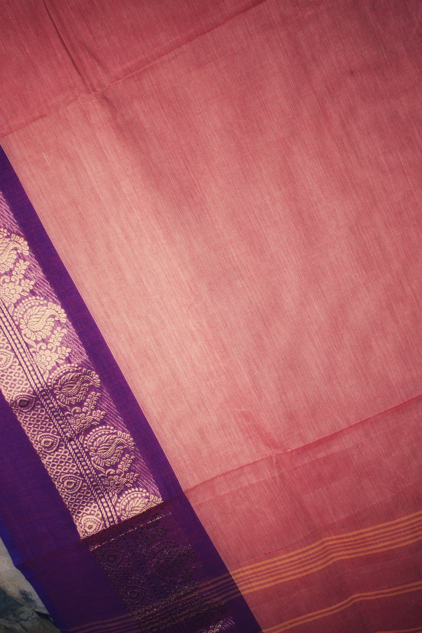 Chettinad Handloom Saree - Pink w/ Purple