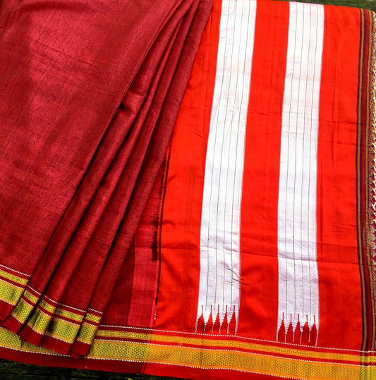 Ilkal Handloom Saree - Red