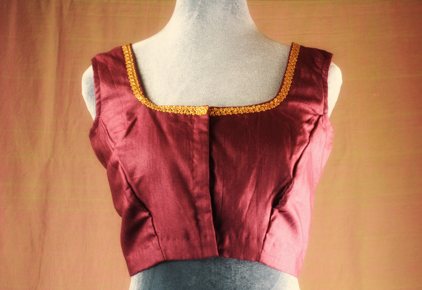 Tussar Silk Sleeveless Blouse - Red