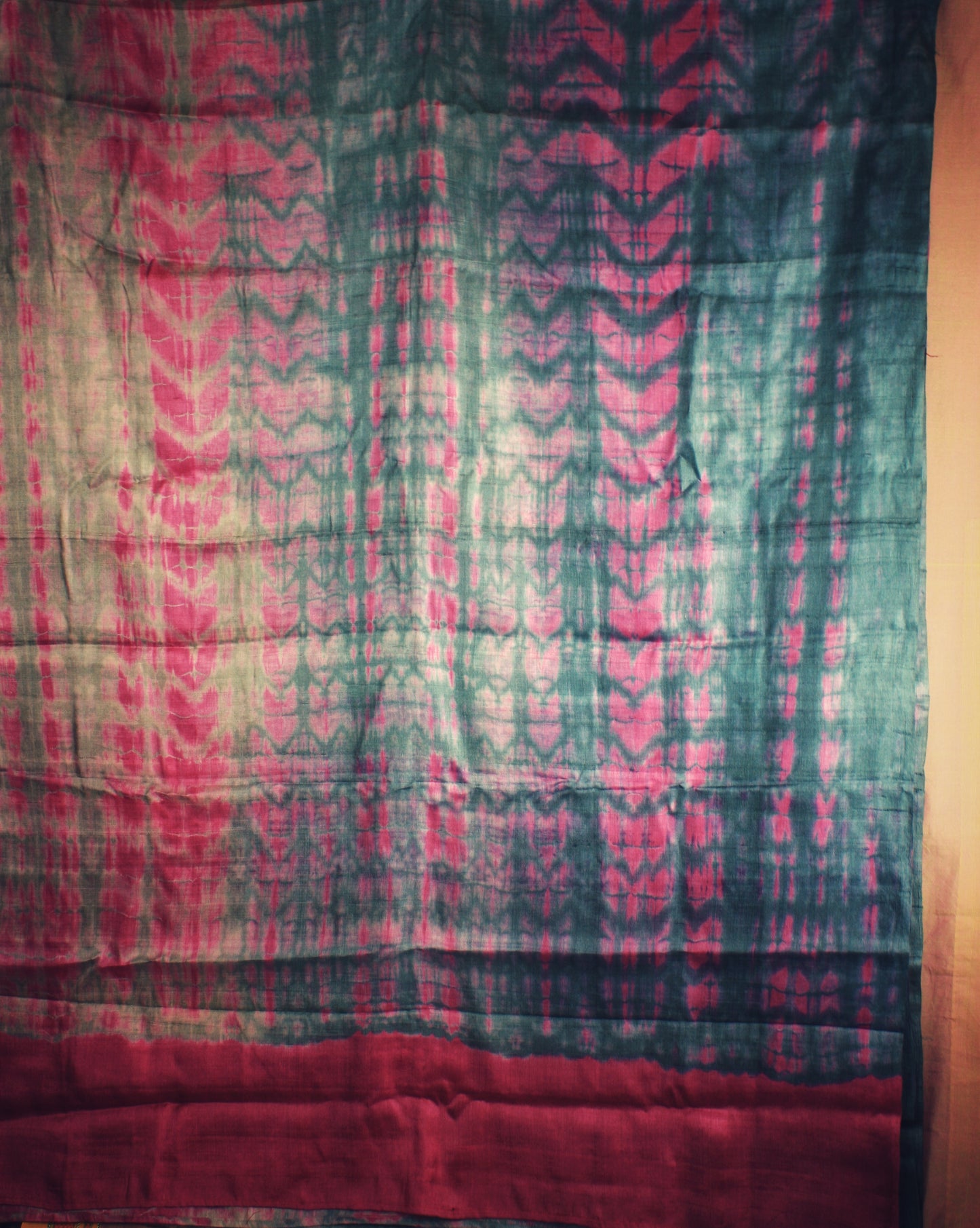 Hand crafted Ombre dye Tussar Silk Saree - Gray/ Pink