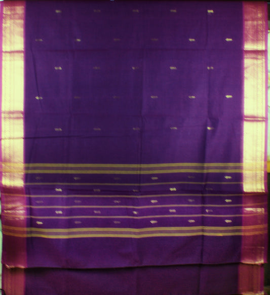 Chettinad Handloom Saree - Purple w/ Pink