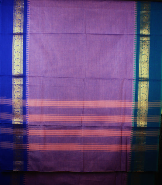 Chettinad Handloom Saree - Lavender w/ Blue, Teal