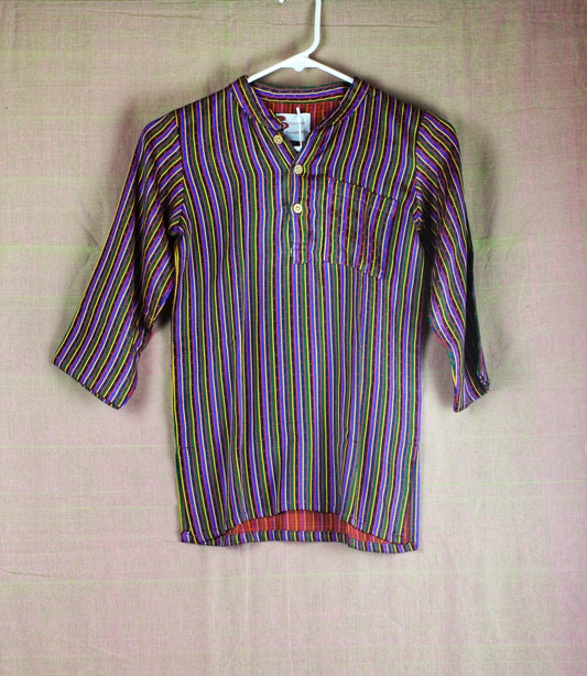 Boys Mashru Kurta -Multi-color Stripes