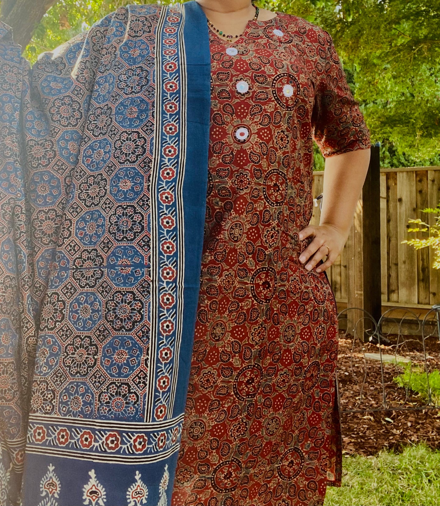 Ajrakh Hand block print dupatta