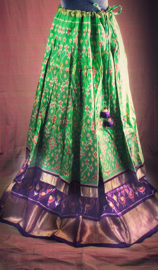 Pochampally Ikat Silk Langa (full skirt) - 2 colors