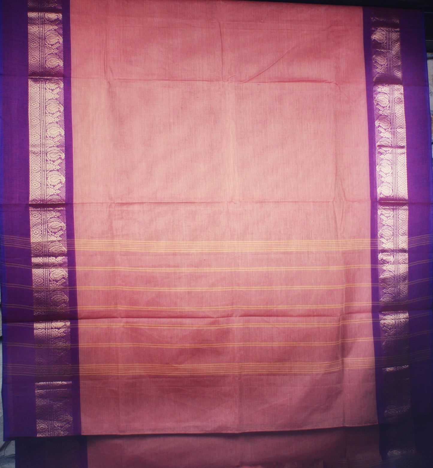 Chettinad Handloom Saree - Pink w/ Purple