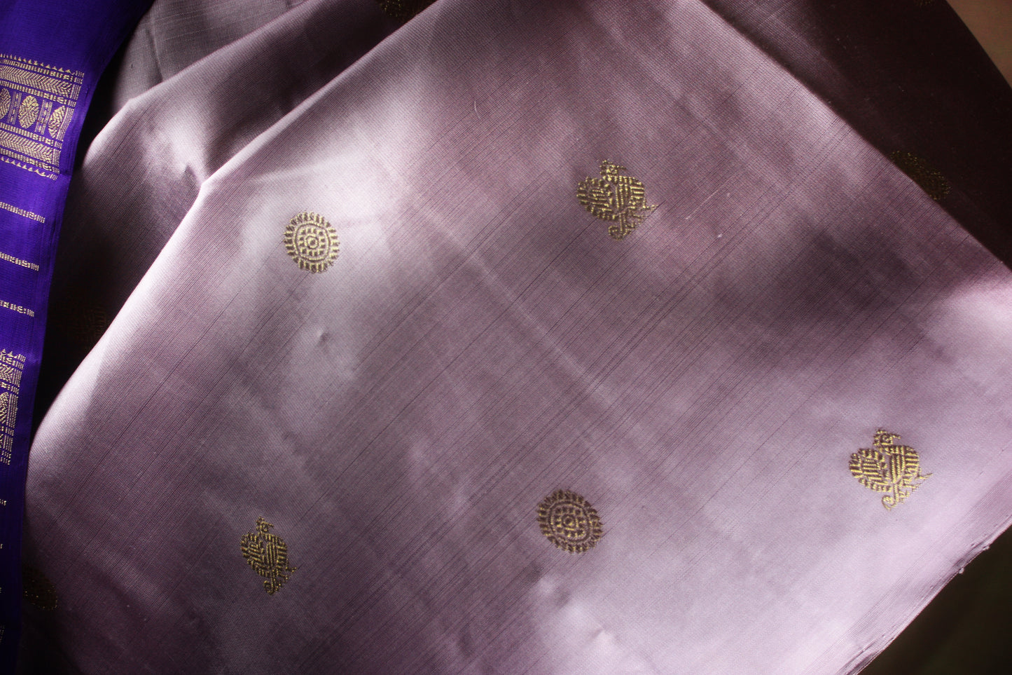 Kanjivaram Pure Silk Zari Saree - Lavender w/ Purple