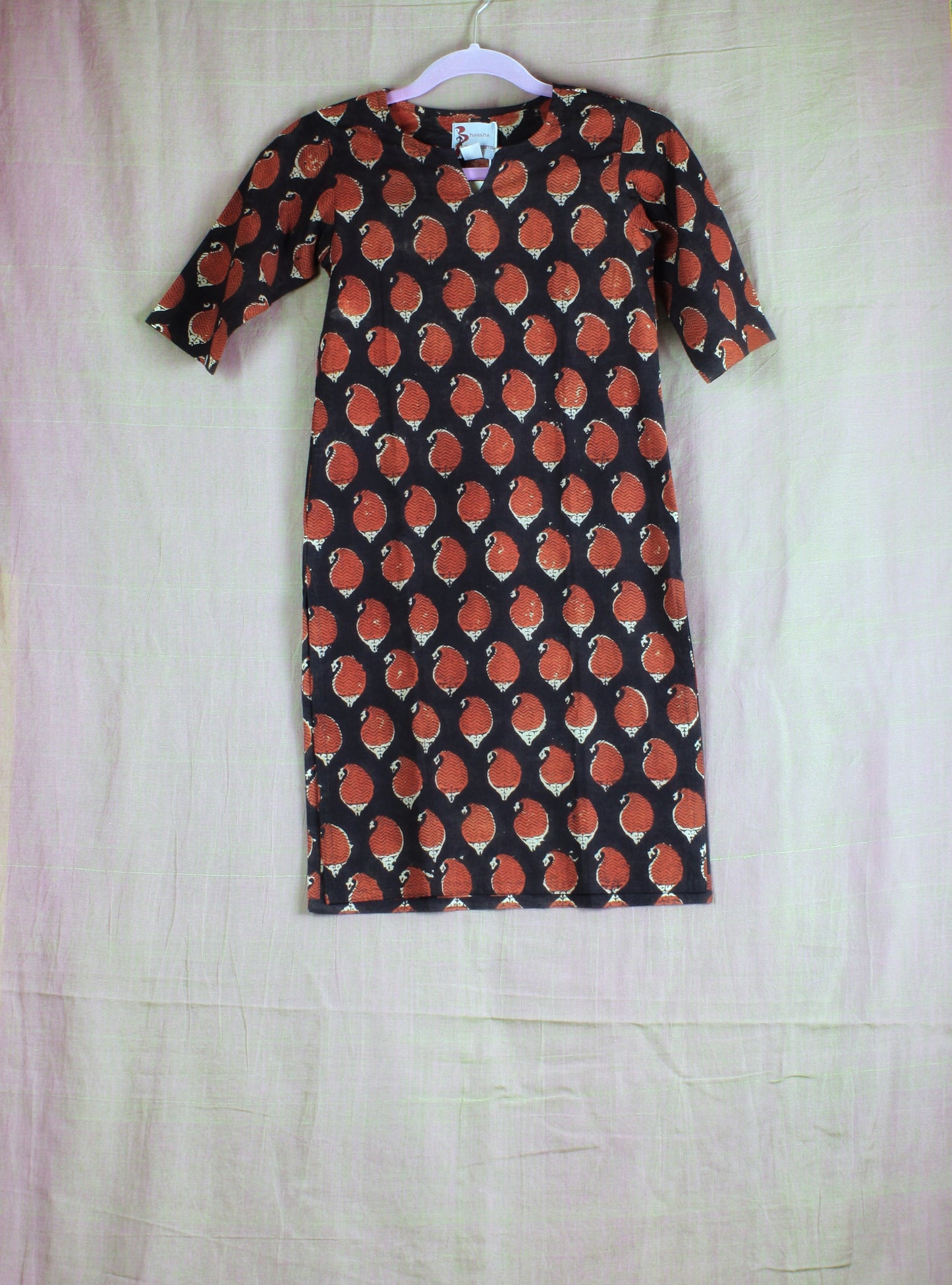 Girl's Bagru/ Dabu Hand block print Kurta