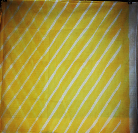 Kota Doria Saree w/ Leheria tie-dye- Yellow