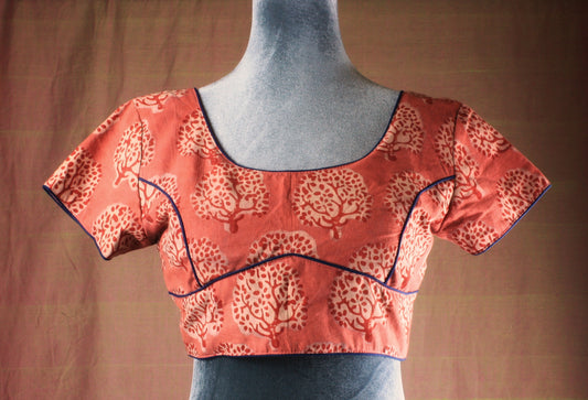 Bagru Hand block print Blouse - Short Sleeves