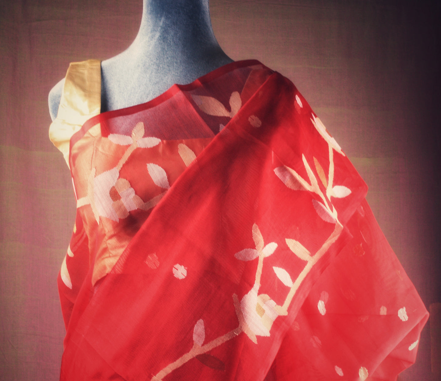 Silk Jamdani Handloom Saree - Red