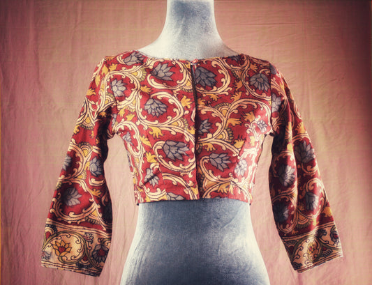 Hand painted Kalamkari Blouse - 3/4th sleeves