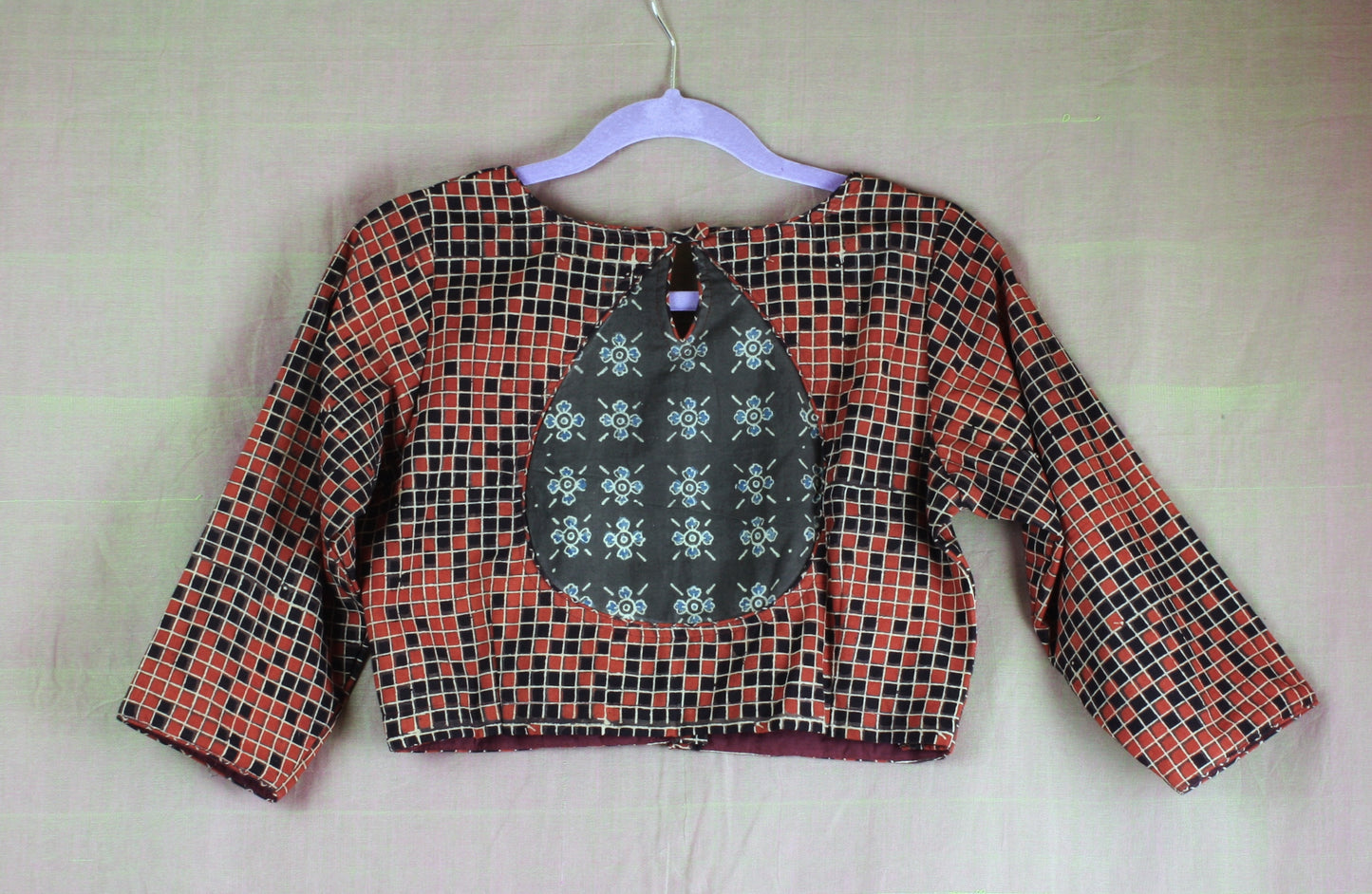 Ajrakh Patch work Blouse -3/4 sleeves