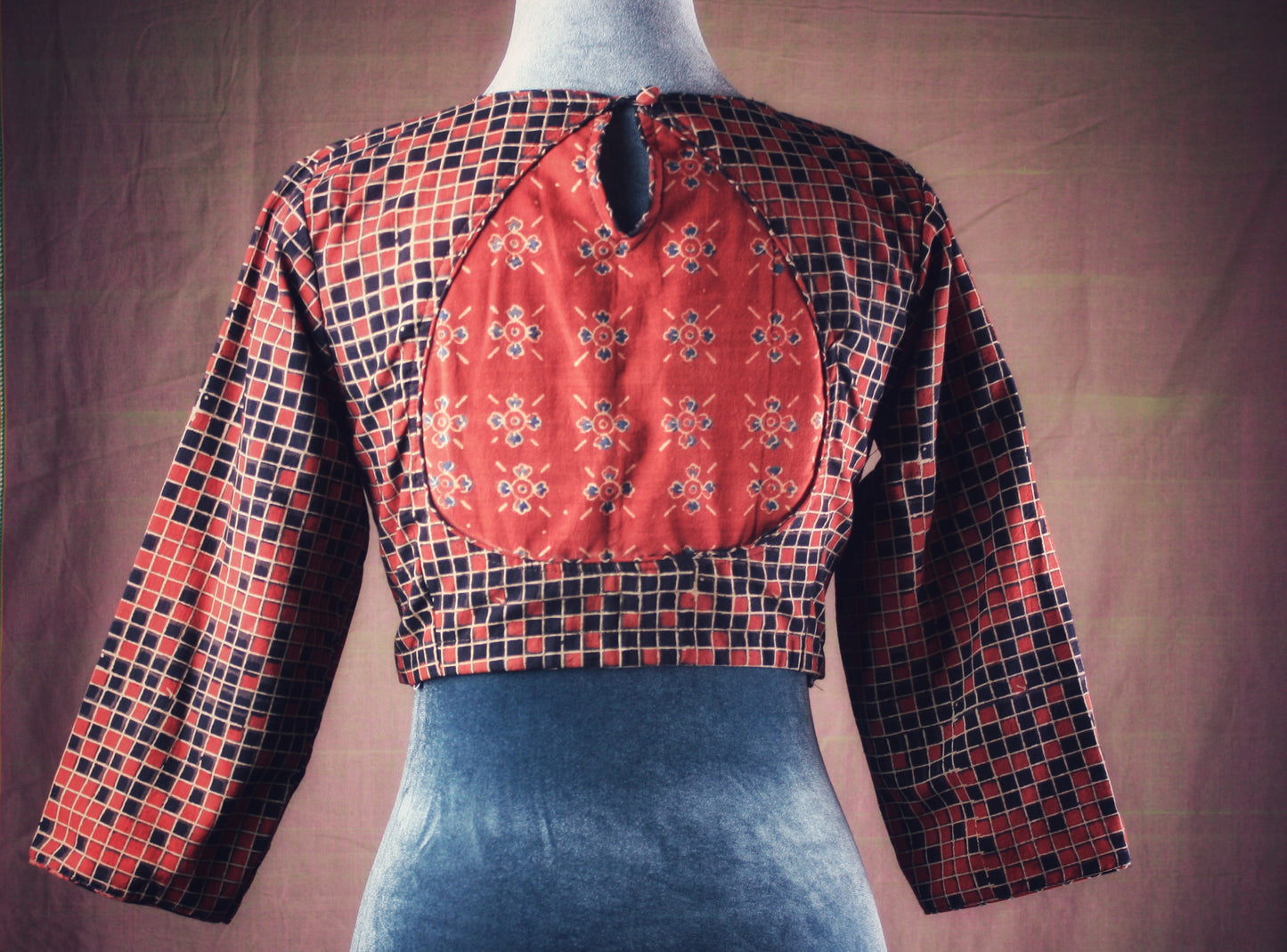 Ajrakh Patch work Blouse -3/4 sleeves