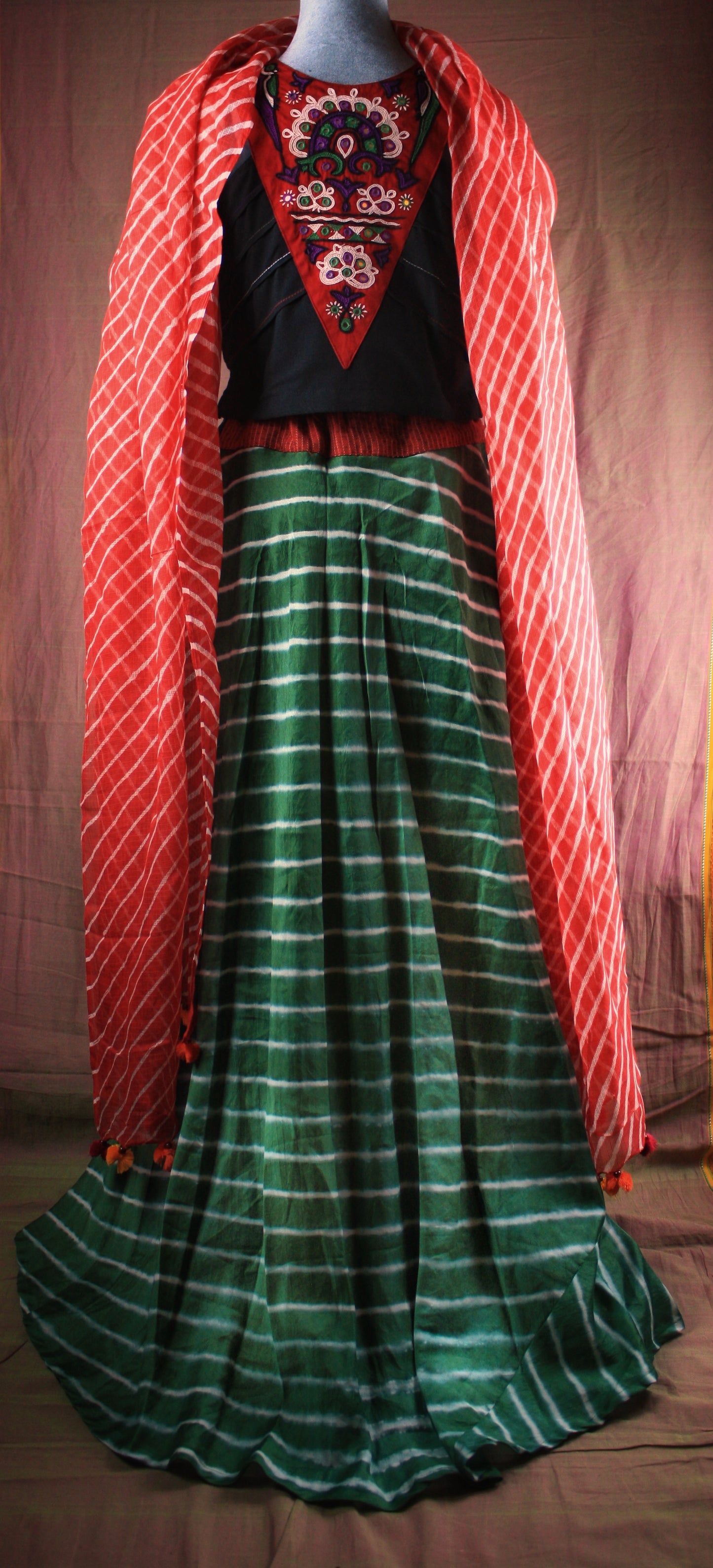 Hand crafted Leheria Tie-Dye Lehenga (full skirt)