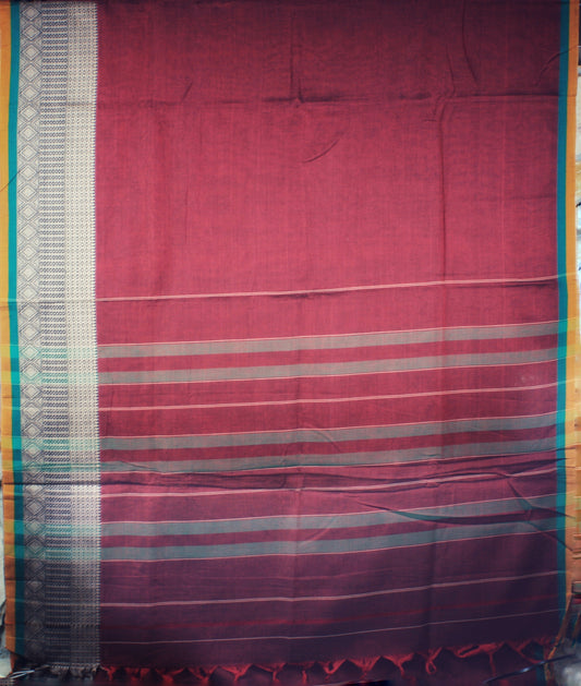 Narayanpet Handloom Saree - Maroon thread border